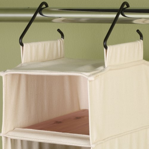 Off-White Hanging Shoe Organizer - 10 Wide Cubby Closet Storage with Cedarline Pockets