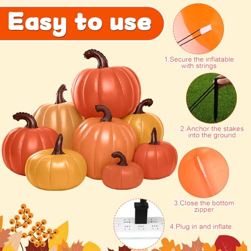 Fall Stacked Pumpkin Inflatable with LED Lights - 6 ft Tall Outdoor Halloween Decor - Harvest Stack Variation
