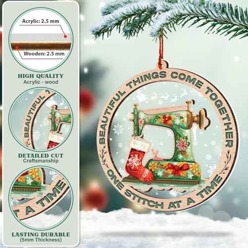 Sewing Machine Christmas Ornament for Tree - Quilt Ornament - Sewing Gifts 2024