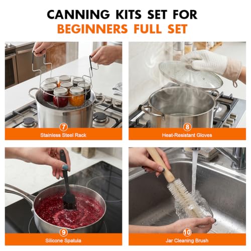 Black Water Bath Canning Pot Set with Rack & Lid - 21.5QT Kitchen Canning Supplies