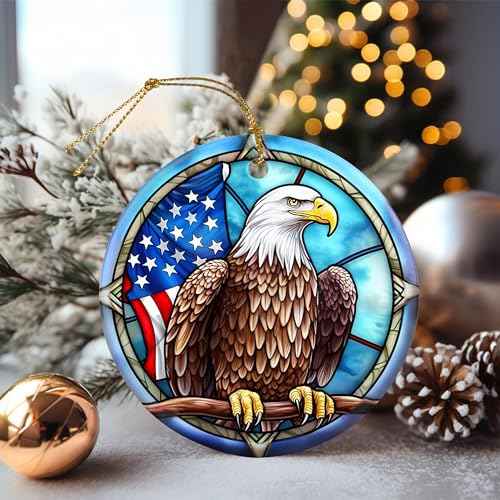 Bald Eagle Christmas Ornaments, Touber Christmas Hanging Ornament, Christmas Tree Ornaments, Holiday Decor, Gifts for Bald Eagle Lovers, Eagles Theme Gift - Pattern A