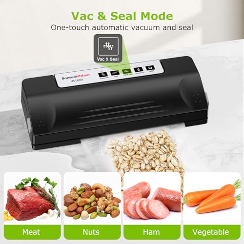 Vacuum Sealer Machine for Food Storage - Black/Silver, 5 Bags Included