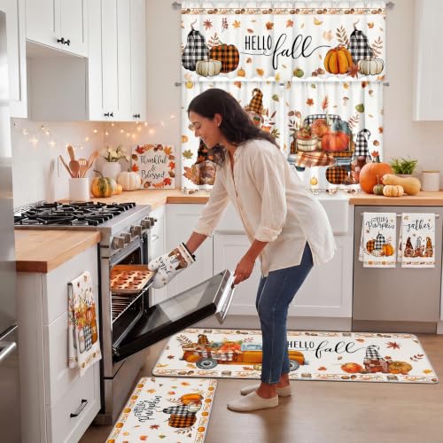 Hillsuren Pumpkin Fall Kitchen Decor Set – Towels, Mats, Pot Holders & Mitts