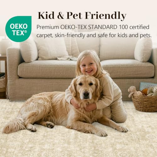 LòutiRoot Home 6' x 9' Beige Vintage Area Rug for Living Room & Bedroom