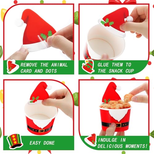 Qinyoung 120-Pack 8 oz Christmas Treat Cups – Snowman Santa Elk Gingerbread Disposable Bowls (Variation: Christmas)