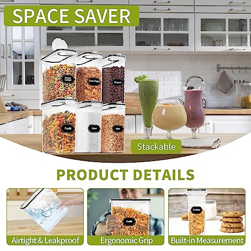 Skroam 6 Pack Airtight Food Storage Containers with Lids, 4L Pantry Dispensers & Labels
