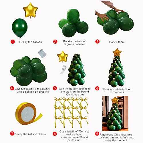 Christmas Tree Balloon Kit, Green Balloons Garland Arch White Balloons Green balloons 93 Pieces Latex Balloons for Xmas/New YearParty Decoration