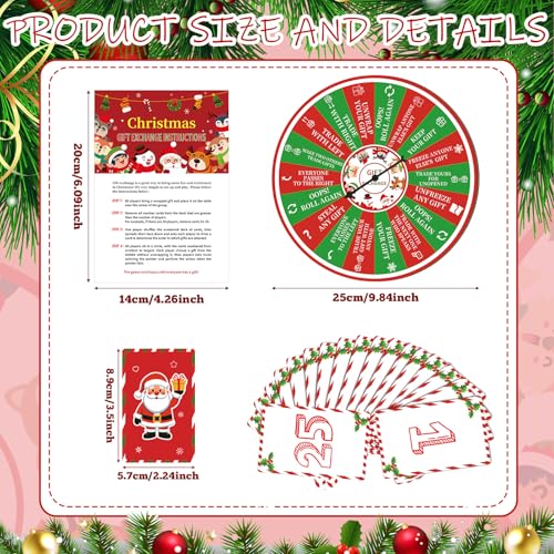 Christmas Gift Exchange Game Spinner 29 Pcs Party Game Set with Cards