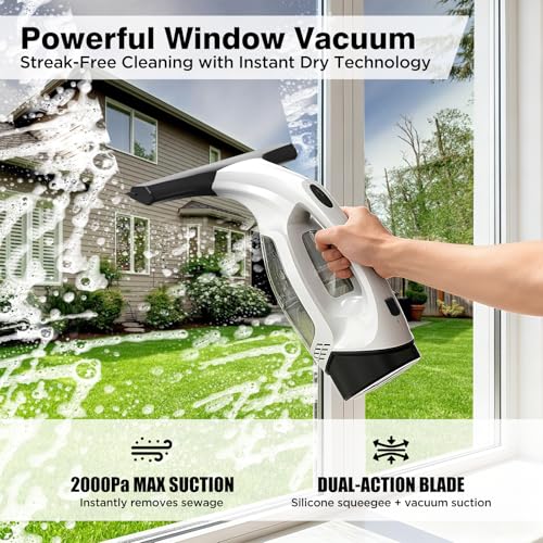 Cordless Electric Window Vacuum Squeegee 2000Pa - Beige