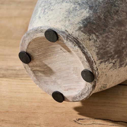 Gray Ceramic Farmhouse Vase Set with Handle - Rustic Decorative Vases for Home & Christmas