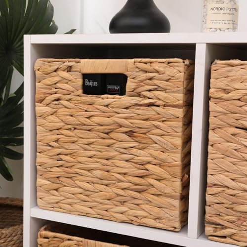 Water Hyacinth Storage Baskets 11x11 inch - 4 Pack Handwoven Cube Bins