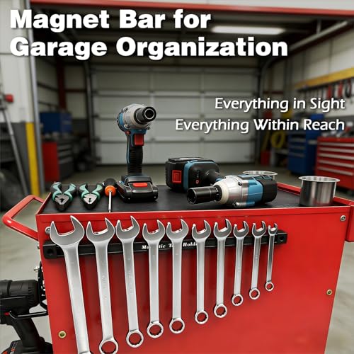 17 Inch Double Sided Magnetic Tool Holder Heavy Duty Wall Mount Bar with Strong Magnets - 2 Pack