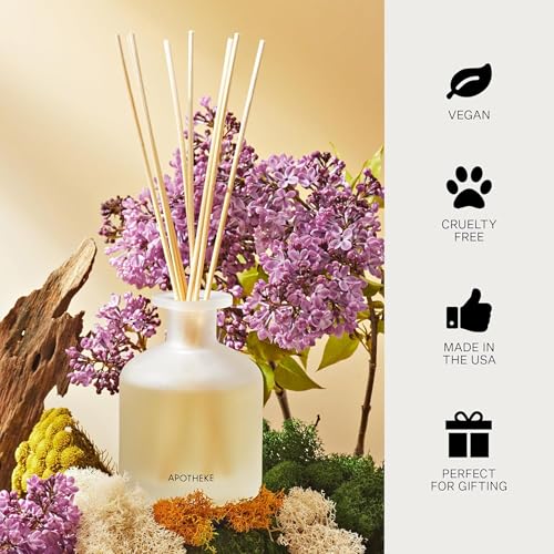 Apotheke Scented Reed Diffuser for Home, White Vetiver, 10 Sticks