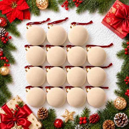 NONSTOP Cream White Velvet Christmas Ball Ornaments 15 pcs - 2.36 Inch Shatterproof Holiday Decor