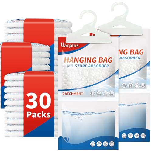 Vacplus Moisture Absorber 30 Pack Hanging Dehumidifier Bags Strong Absorption Unscented