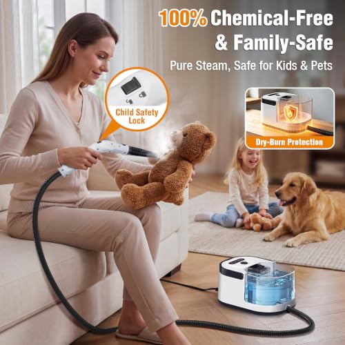 LABIGO White Handheld Steam Cleaner - Fast 15s Heat-Up for Home & Car