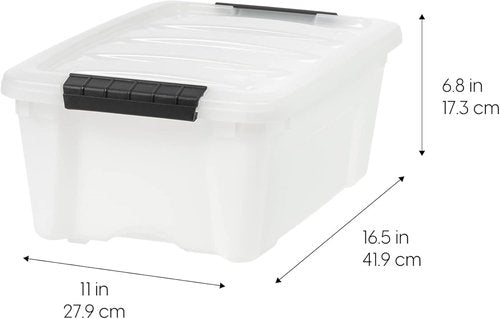 IRIS USA 13 QT Plastic Storage Box - BPA-Free, Durable Nestable Containers with Lids | 6 Pack - Pearl Color
