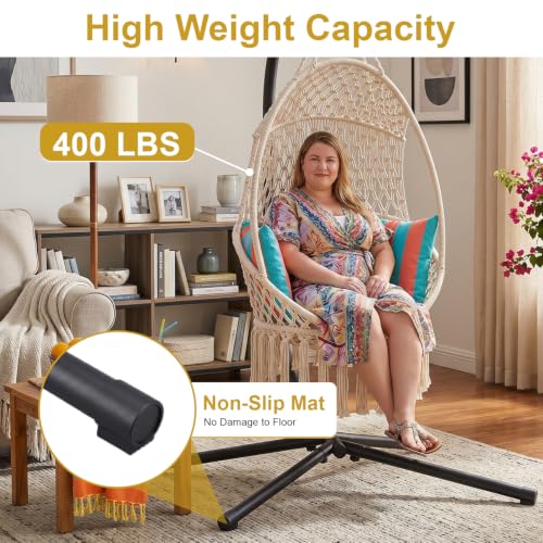 Heavy Duty Hammock Chair Stand - Outdoor Steel Frame with 360° Rotation, Supports 400 lbs, Includes Variation of Hammock C Stand