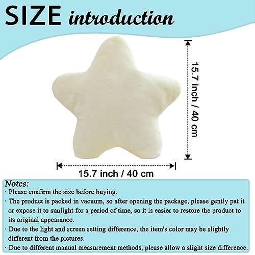 zhidiloveyou Star Pillow Plush White, Stuffed Star Shaped Pillow Cute Toy for Kids 15.7 inch
