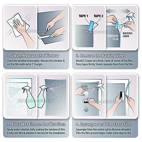 Opaque Privacy Frosted Window Film - Non-Adhesive Static Cling 36in x 22ft