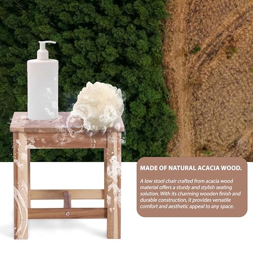 12-Inch Wooden Step Stool - Small Bathroom & Kitchen Stool in White Oak