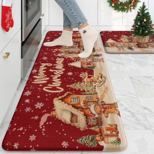 Christmas Kitchen Mat - Anti Fatigue Cushioned Non Slip Rugs