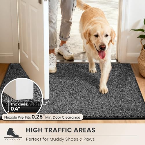 PURRUGS Charcoal Area Rug 48 x 72 Inches Low Profile Non-Slip Indoor Mat