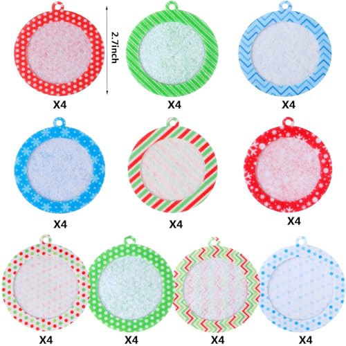 Cakmecwy 40 Pcs Felt Christmas Photo Ornament Frames - Tree Hanging Keepsakes Set (10 Styles, 4 Each, Round 2.7in Outer)