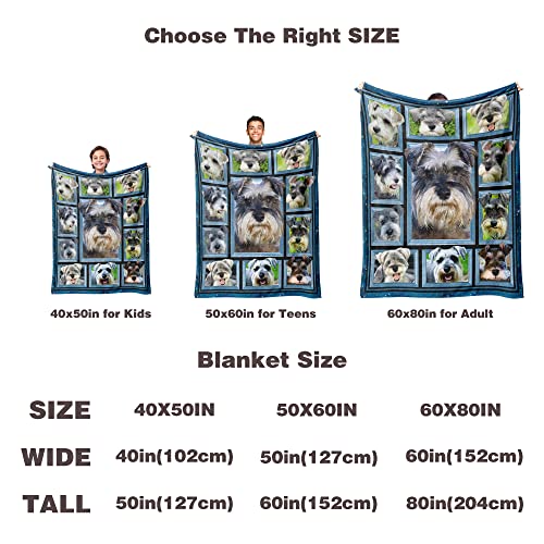Schnauzer Blanket for Kids Boys Girls, Schnauzer Gifts for Schnauzer Dog Lover, Super Soft Fuzzy Dog Throw Blanket Schnauzers Print Plush Gift for Birthday Christmas 40x50 inch