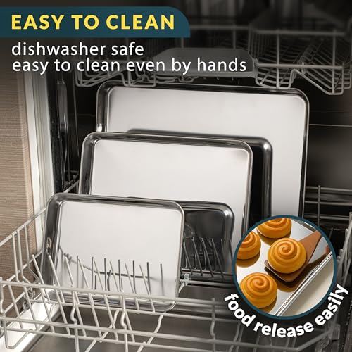 Baker's Signature 3-Piece Stainless Steel Baking Sheet Set - 9, 12, 16 Inch
