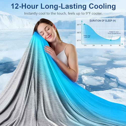 KMUSET Light Grey Twin Cooling Blanket 60x80 Inches for Hot Sleepers Summer Bed Cover