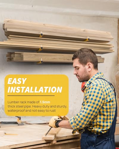 Yellow 6-Pack Wall Mount Lumber Storage Racks 9-Tier Heavy Duty Shelves 1080 lbs Capacity