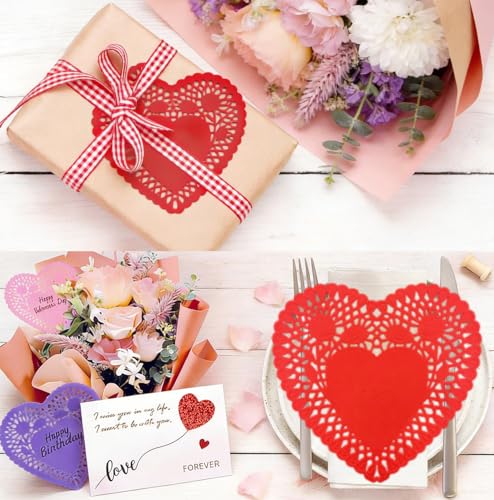 Mufanyu 108 Pcs Heart Shaped Paper Doilies 4-6-8 Inch Multi-Color Valentine's Day Decorations