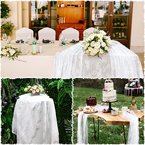 White Lace Tablecloth Set - 10 Pieces 60 x 120 Inches Rectangular Overlay