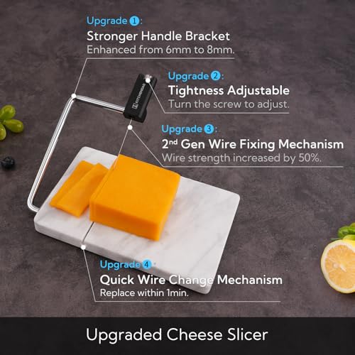 Natural Marble Cheese Slicer with Replaceable Strong Wires & Storage Case