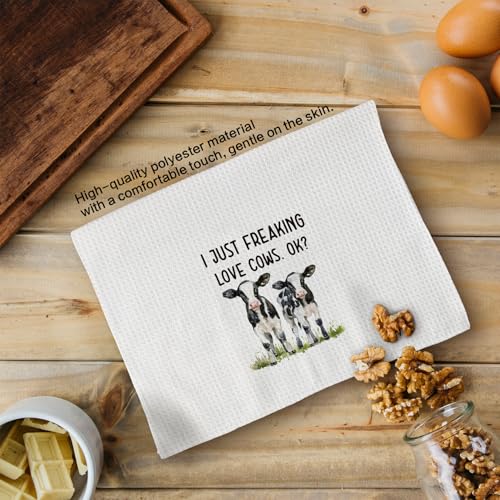 Tzhim Cow Kitchen Hand Towels - Funny Cow Gifts for Women, 16x24 Inch, Color-1
