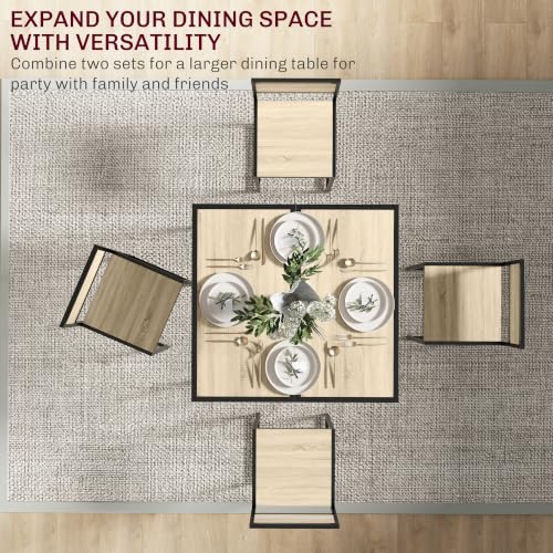 HOMCOM Oak Small Dining Table Set for 2 - Compact Kitchen & Dining Furniture