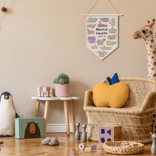 Motivational Wall Decor Classroom Decorations Mental Health Awareness Canvas Hanging Pennant Flag Banner Wall Sign Decor for Bedroom Classroom Playroom Game Room Front Door