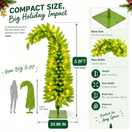 5.8FT Prelit Christmas Tree with Timer Remote - Artificial Xmas Tree for Indoor Holiday Decor - A-Light Green
