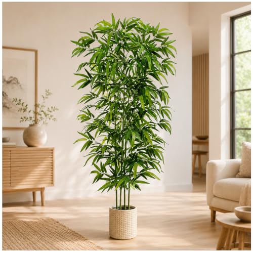 White 6FT Artificial Bamboo Tree - Faux Tall Plant for Home Decor