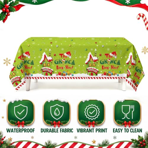 Green Christmas Tablecloth 3 Pack – 70.9 x 42.5 in Disposable Waterproof Rectangular