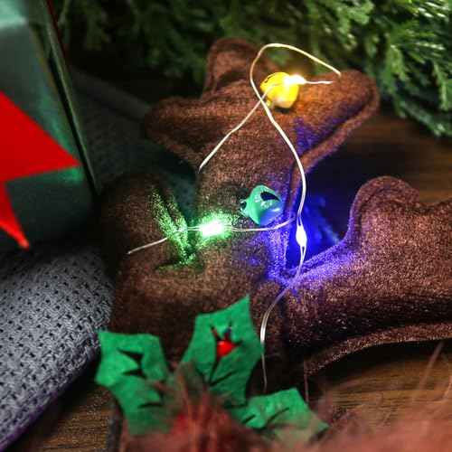 LOVESTOWN Light Up Reindeer Antlers Headband, Christmas Reindeer Headband LED Plush Reindeer Headband for Christmas Party Costume