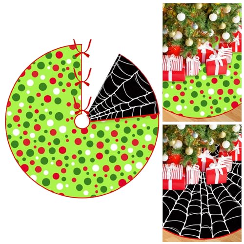VDKIDKT Reversible Halloween Christmas Tree Skirt 36 Inch Dual-Sided Decor