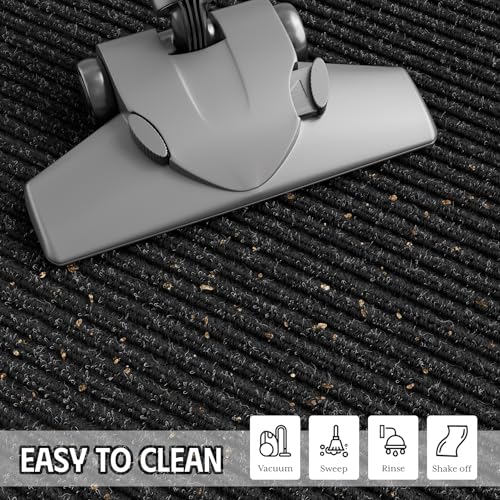 EZ2LIVE Black Striped 4x8 Heavy Duty Indoor Outdoor Entrance Mat