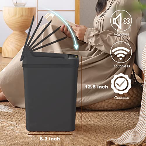 Yatmung Black 2.5 Gallon Touchless Bathroom Trash Can - 3 Pack