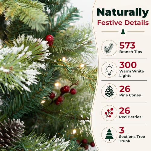 6ft Pre-Lit Artificial Christmas Tree with 300 Warm White LED Lights