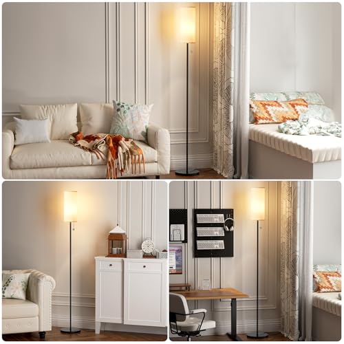 Beige 64-Inch Floor Lamp with 9W LED Bulb & Adjustable Color Temperature