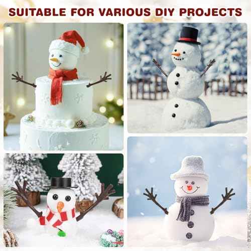 100Pcs Mini Christmas Snowman Hand, Mini Twigs Deer Antlers Shaped Tree Branches Snowman Crafts Kit for Winter Decorations