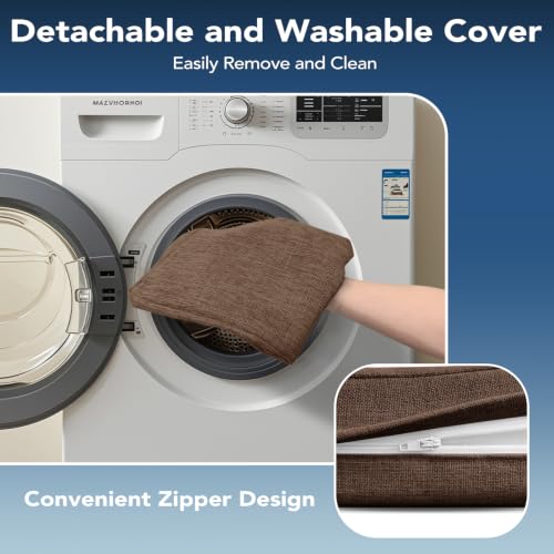 Brown Set of 6 16x16x2.5 Inch Non Slip Memory Foam Chair Cushions with Ties