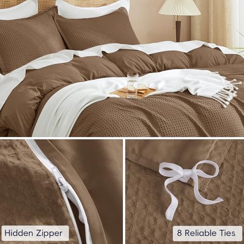 King Waffle Duvet Cover Set - Ultra Soft Breathable Microfiber Mocha Variation of THIS listing